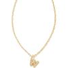 Kendra Scott Crystal Letter Short Pendant Necklace, Fashion Jewelry for Women(Letter W (GOLD-PLATED))