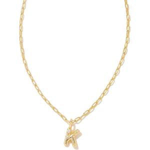 Kendra Scott Crystal Letter Short Pendant Necklace, Fashion Jewelry for Women(Letter K (GOLD-PLATED))