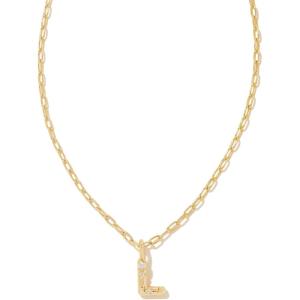 Kendra Scott Crystal Letter Short Pendant Necklace, Fashion Jewelry for Women(Letter L (GOLD-PLATED))