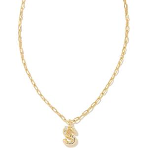 Kendra Scott Crystal Letter Short Pendant Necklace, Fashion Jewelry for Women(Letter S (GOLD-PLATED))