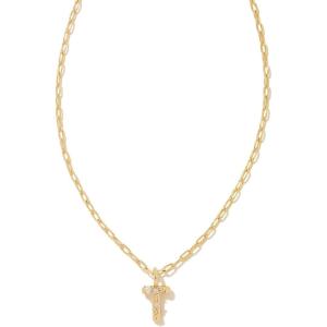 Kendra Scott Crystal Letter Short Pendant Necklace, Fashion Jewelry for Women(Letter T (GOLD-PLATED))