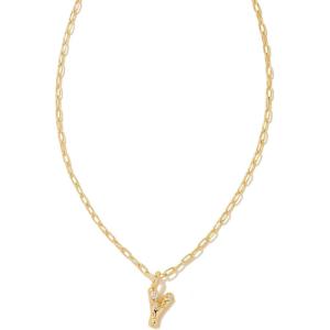 Kendra Scott Crystal Letter Short Pendant Necklace, Fashion Jewelry for Women(Letter Y (GOLD-PLATED))