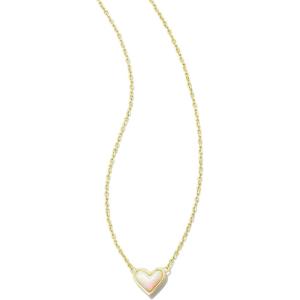 Kendra Scott Framed Ari Heart Pendant Necklace, Fashion Jewelry for Women(GOLD – WHITE OPALESCENT RESIN)