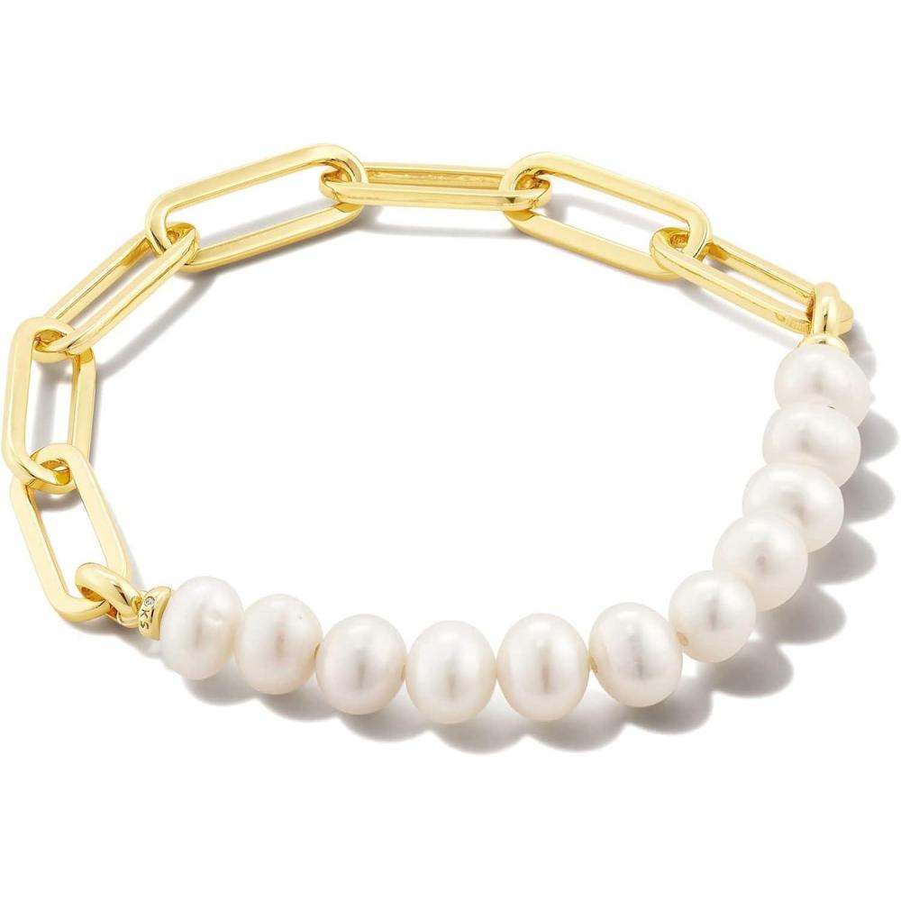 image:imageKendra Scott Ashton Gold Half Chain Bracelet in White Pearl Fashion Jewelry For Women