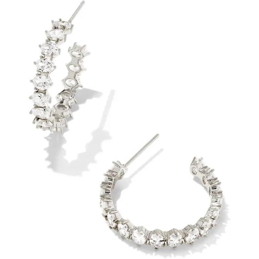 image:imageKendra Scott Cailin Crystal Hoop Earrings Fashion Jewelry For WomenRHODIUM METAL WHITE CUBIC ZIRCONIA