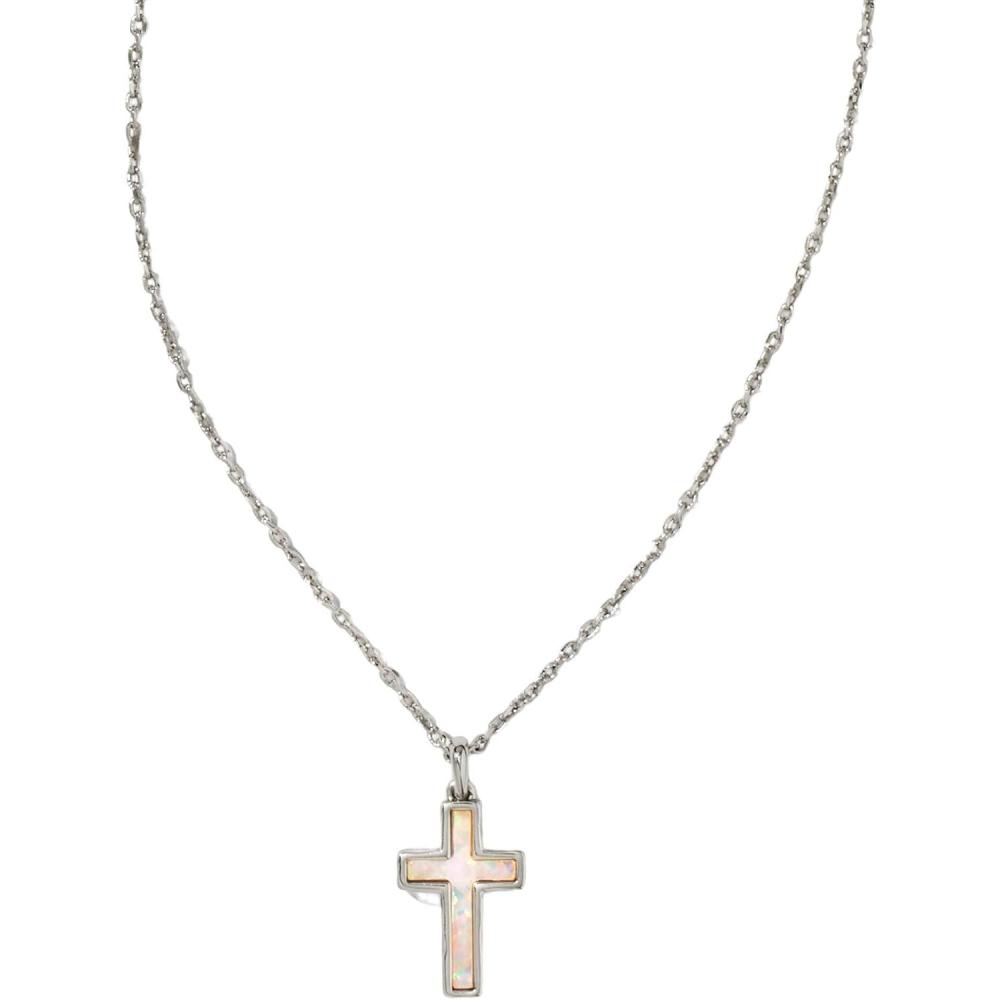 image:imageKendra Scott Cross Pendant Necklace for Women Fashion JewelryRHODIUM WHITE OPAL