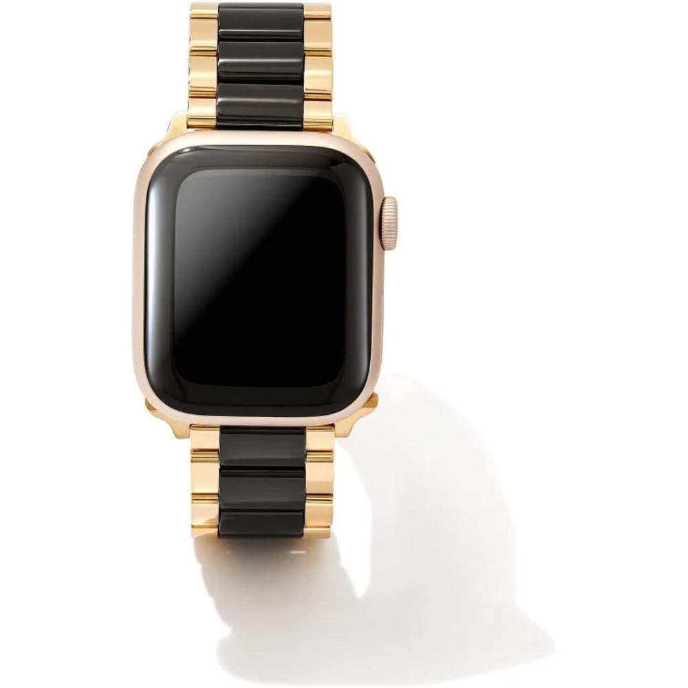 image:imageKendra Scott Dira 3 Link Watch Bands Compatible with Apple Watch and 20mm Samsung Galaxy WatchGold Black Tone