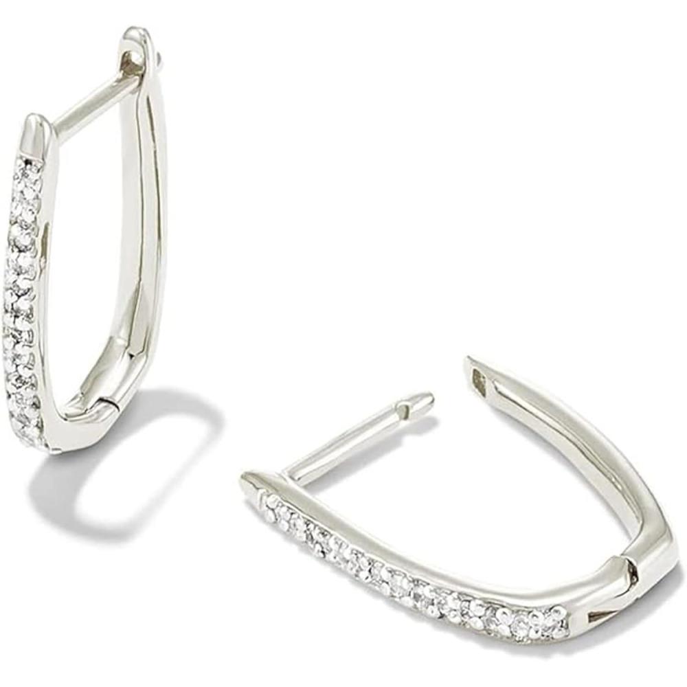 image:imageKendra Scott Ellen Luxe Sterling Silver Huggie Earrings in White Sapphire Fine Jewelry for Women
