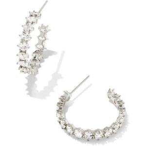 Kendra Scott Cailin Crystal Hoop Earrings, Fashion Jewelry For Women(RHODIUM METAL – WHITE CUBIC ZIRCONIA)
