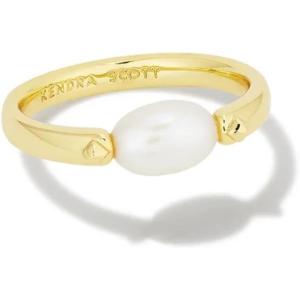 Kendra Scott Leighton 14k Gold-Plated Brass Pearl Band Ring in White Pearl, Fashion Jewelry for Women, Size 6