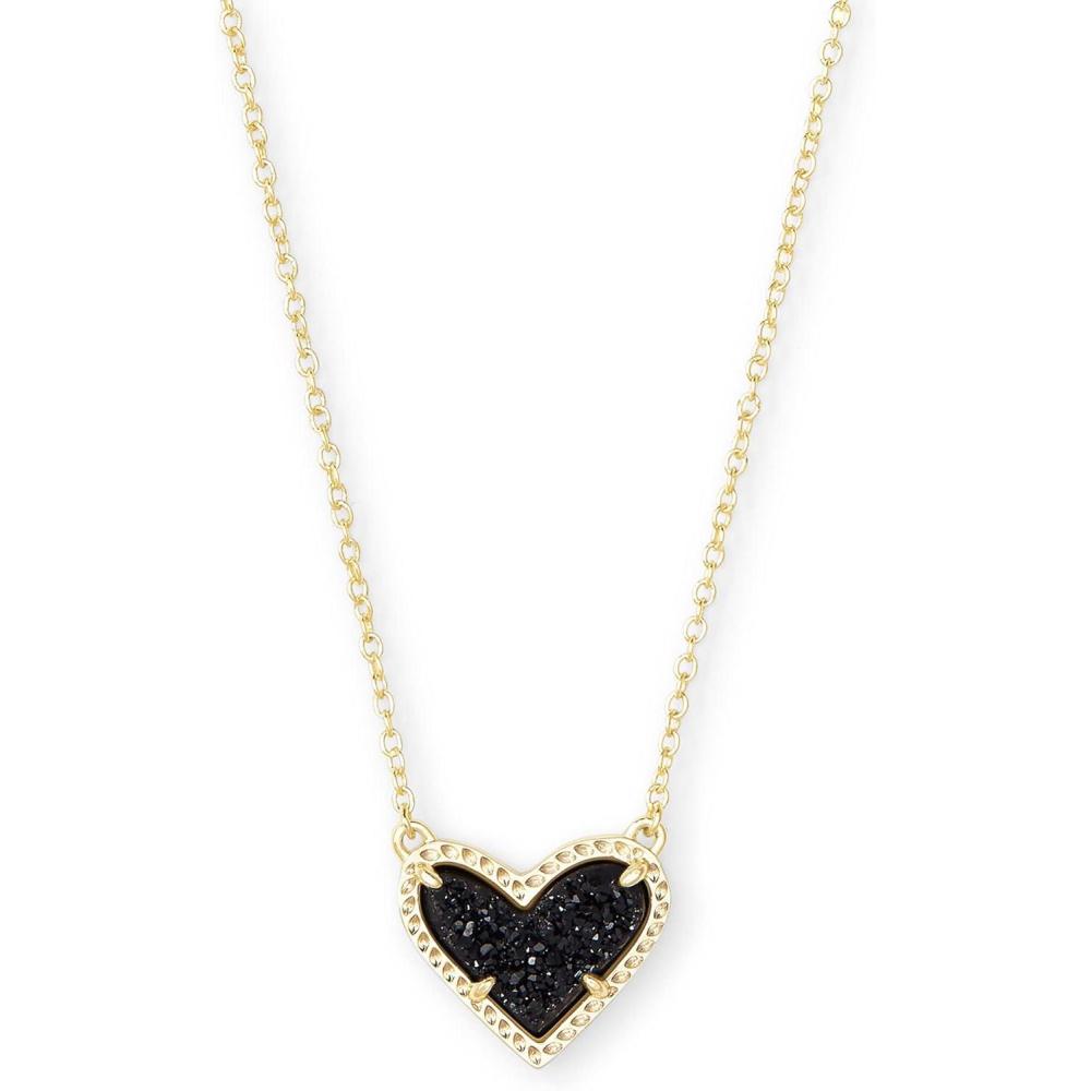 image:imageKendra Scott Ari Heart Adjustable Length Pendant Necklace for Women Fashion JewelryGOLD BLACK DRUSY