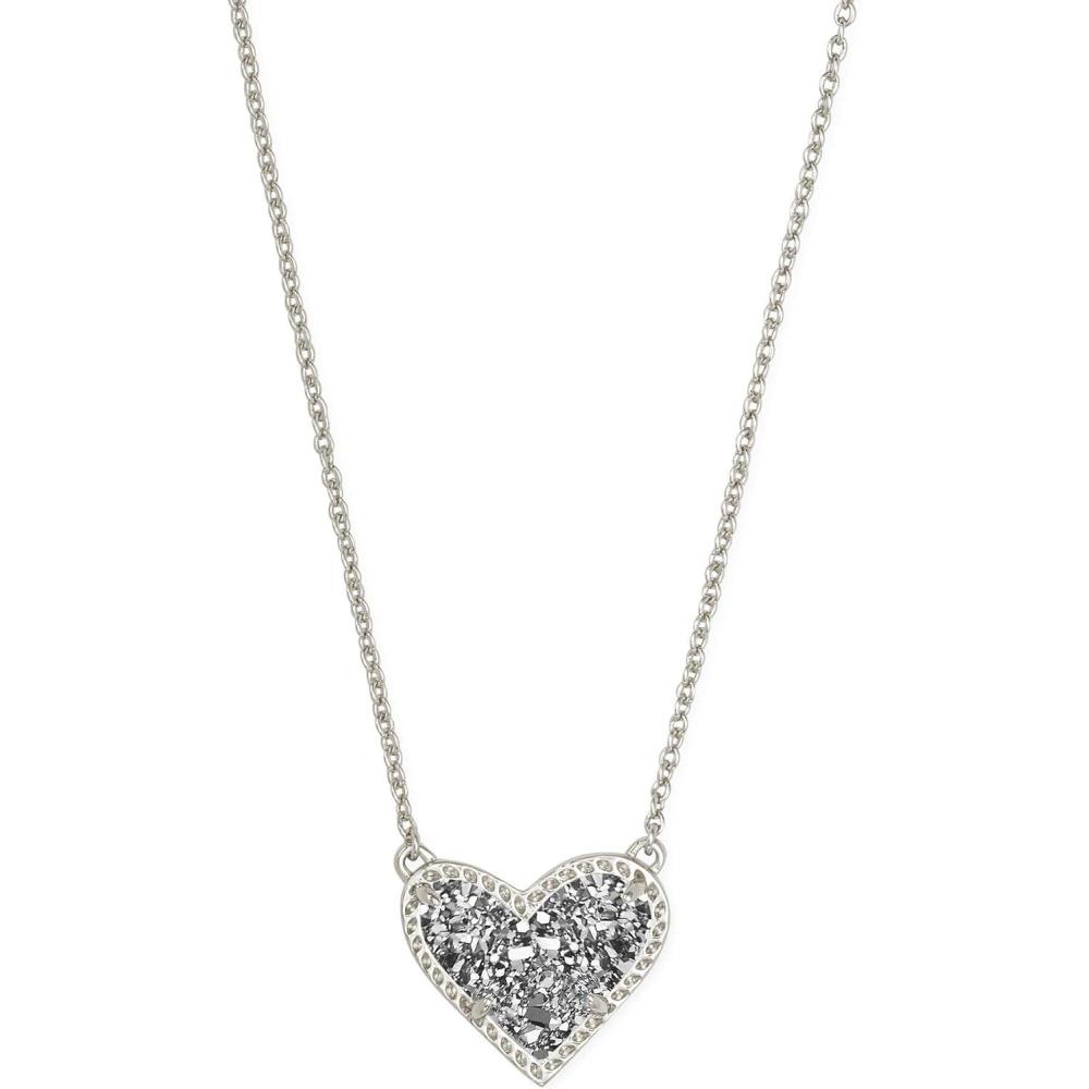 image:imageKendra Scott Ari Heart Adjustable Length Pendant Necklace for Women Fashion JewelryRHODIUM PLATINUM DRUSY