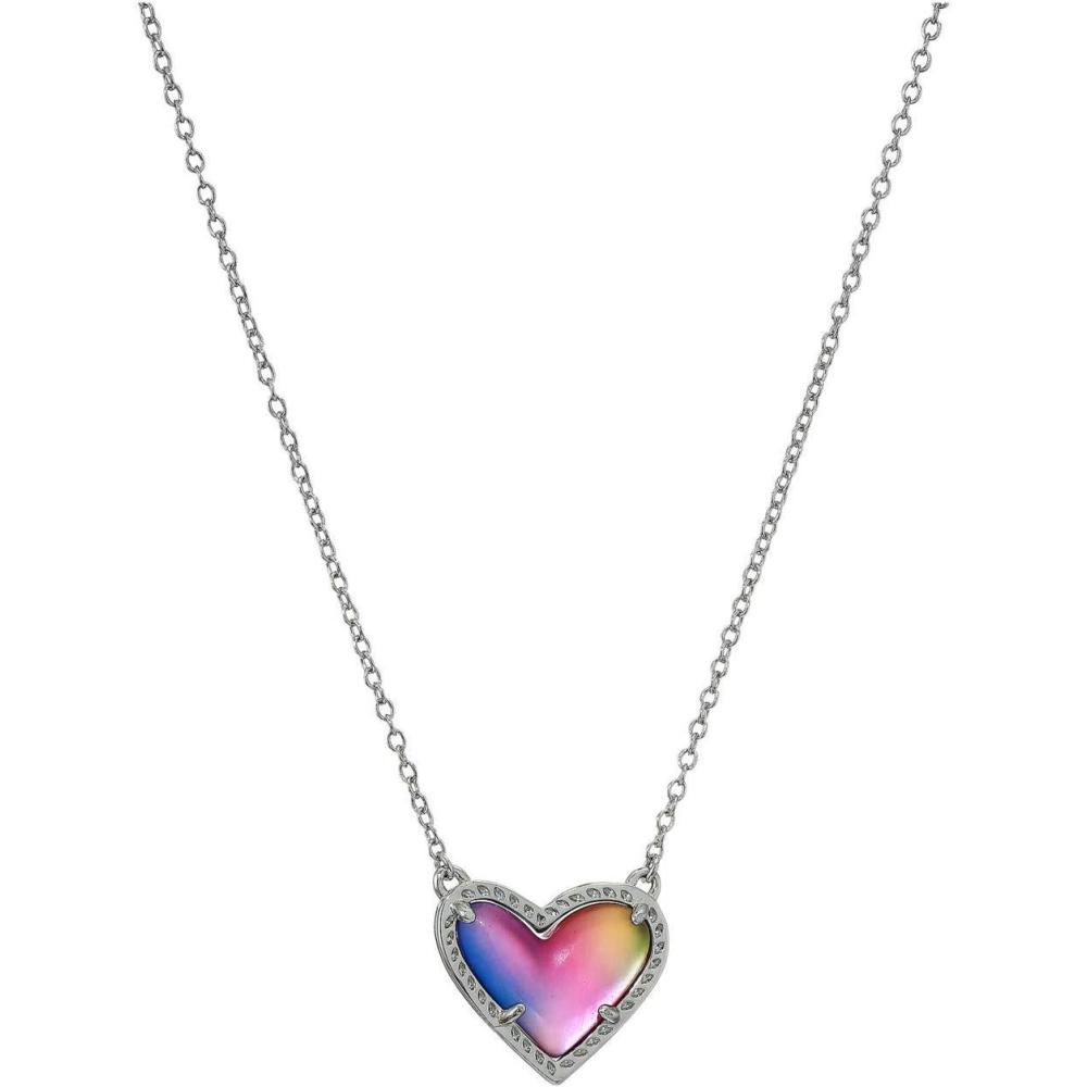 image:imageKendra Scott Ari Heart Adjustable Length Pendant Necklace for Women Fashion JewelryRHODIUM WATERCOLOR PEARLIZED CLEAR GLASS