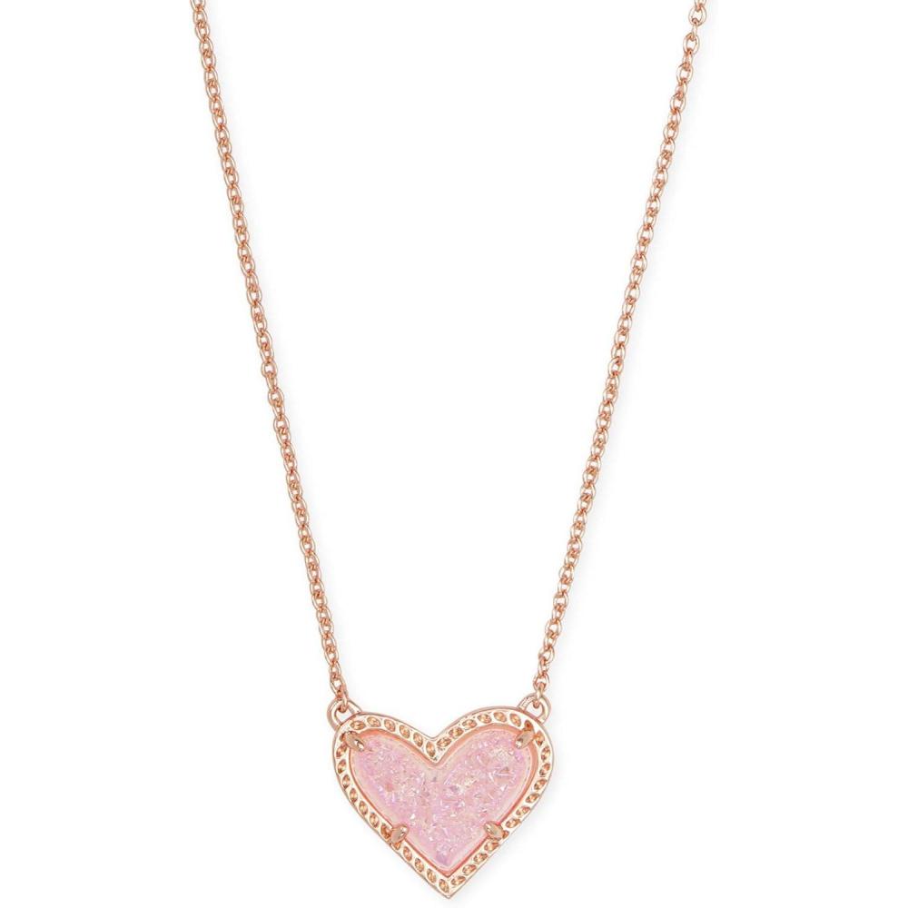 image:imageKendra Scott Ari Heart Adjustable Length Pendant Necklace for Women Fashion JewelryROSE GOLD PINK DRUSY
