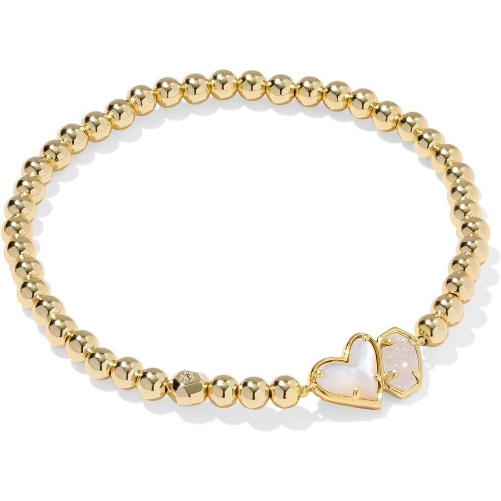 image:imageKendra Scott Ari Heart Emilie Stretch Bracelet Fashion Jewelry for WomenGOLD IVORY MOPIRIDESCENT DRUSY
