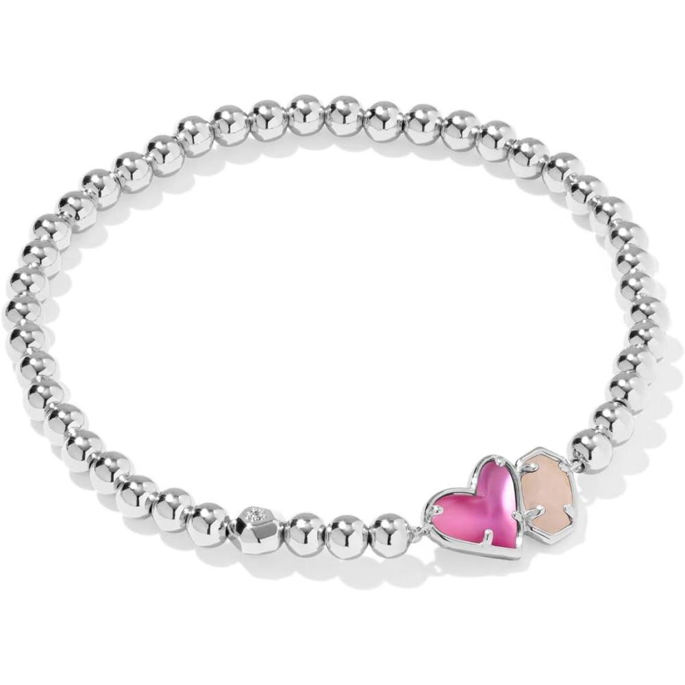 image:imageKendra Scott Ari Heart Emilie Stretch Bracelet Fashion Jewelry for WomenRHODIUM AZALEA ILLUSION AND ROSE QUARTZ