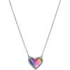 Kendra Scott Ari Heart Adjustable Length Pendant Necklace for Women, Fashion Jewelry(RHODIUM – WATERCOLOR PEARLIZED CLEAR GLASS)