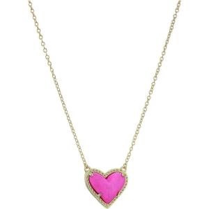 Kendra Scott Ari Heart Adjustable Length Pendant Necklace for Women, Fashion Jewelry(GOLD – MAGENTA)