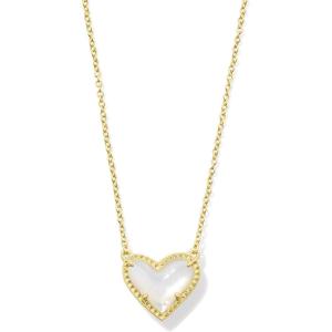 Kendra Scott Ari Heart Adjustable Length Pendant Necklace for Women, Fashion Jewelry(IVORY MOTHER OF PEARL)