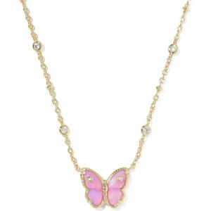 Kendra Scott Cailey Butterfly Pendant Necklace, Fashion Jewelry for Women(GOLD PINK OPALESCENT RESIN)