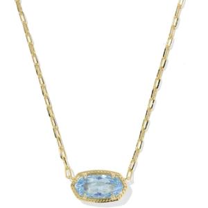 Kendra Scott Elisa Luxe Pendant Necklace, Fashion Jewelry for Women(GOLD-LIGHT BLUE CUBIC ZIRCONIA)
