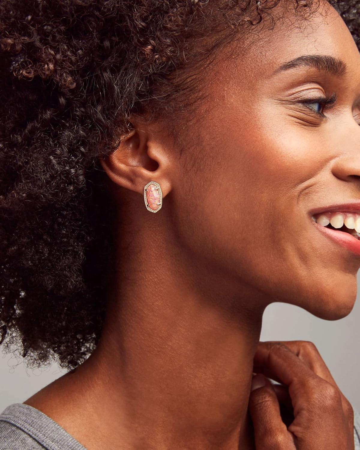 image:imageKendra Scott Ellie Stud Earrings for Women Fashion JewelryRHODIUM EMERALD CATS EYE