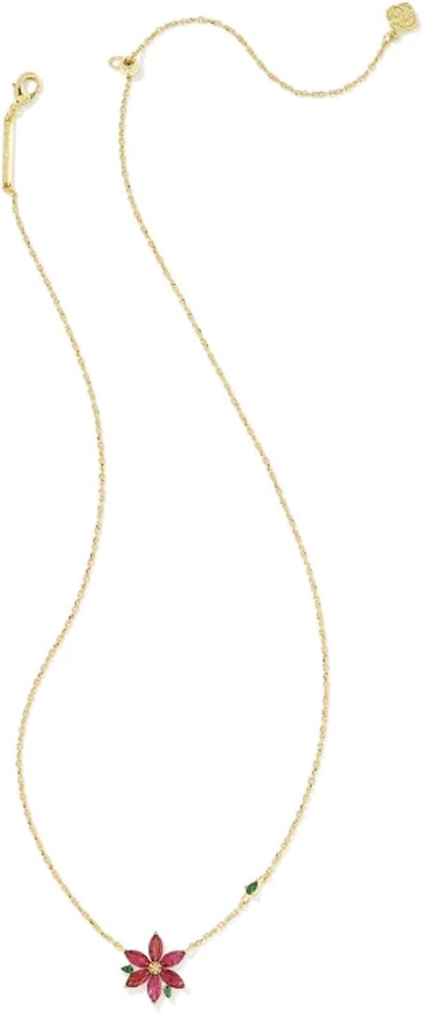 image:imageKendra Scott Poinsettia Pendant Necklace 14k Gold Plated Brass Red Mix Fashion Jewelry for Women