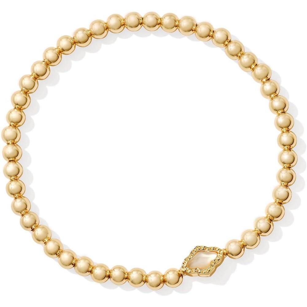 image:imageKendra Scott Abbie Beaded Stretch Brass Bracelet Fashion Jewelry for WomenGOLD NATURAL MOTHER OF PEARL