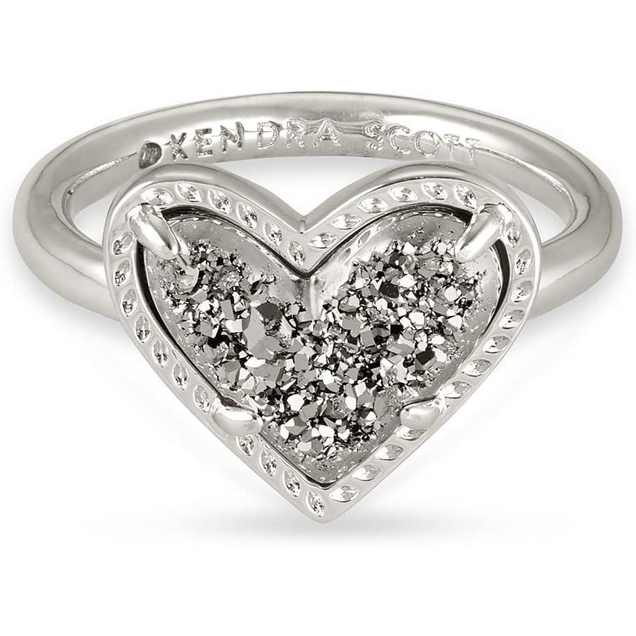 image:imageKendra Scott Ari Heart Band RingRHODIUM PLATINUM DRUSY