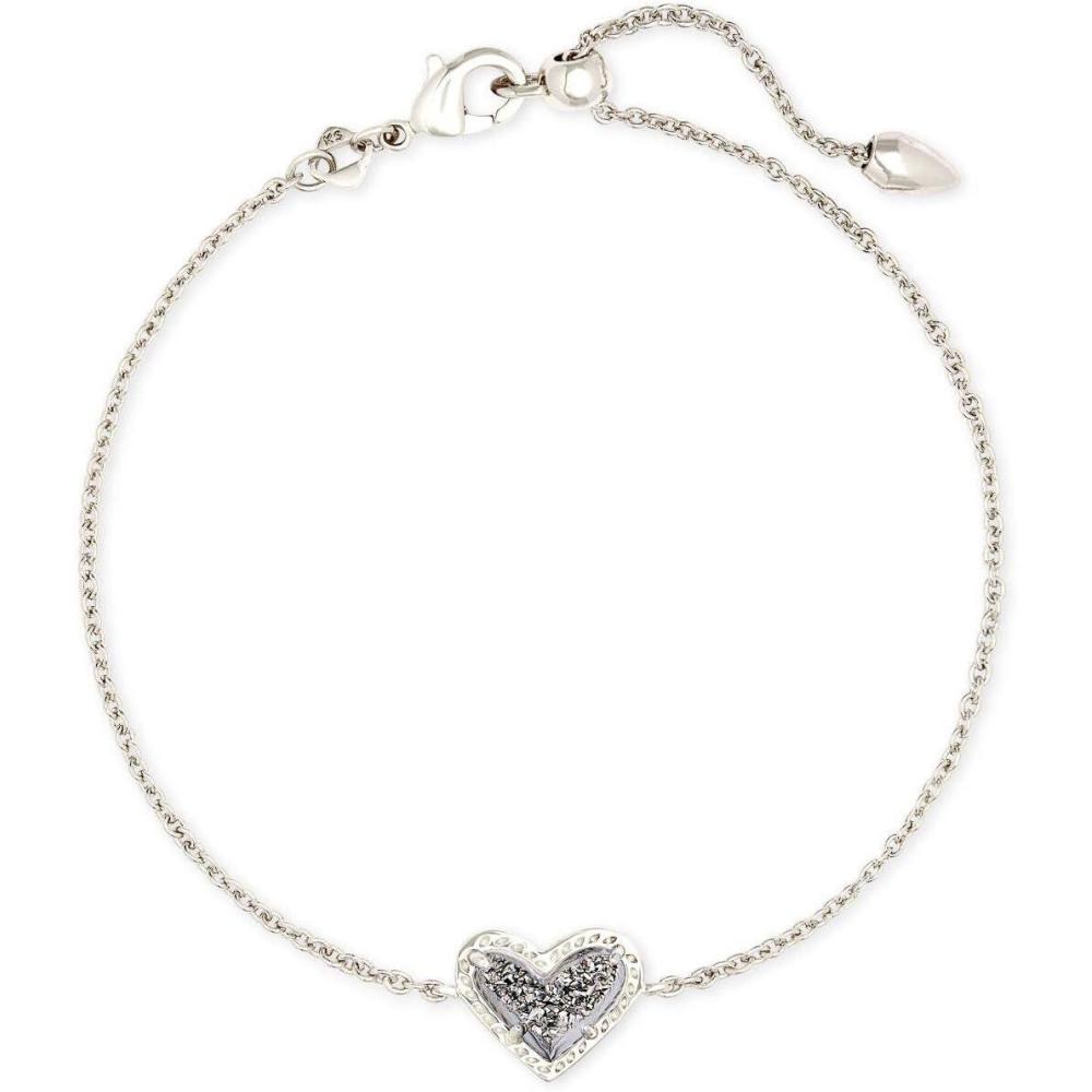 image:imageKendra Scott Ari Heart Link Chain Bracelet for Women Fashion JewelryRHODIUM PLATINUM DRUSY