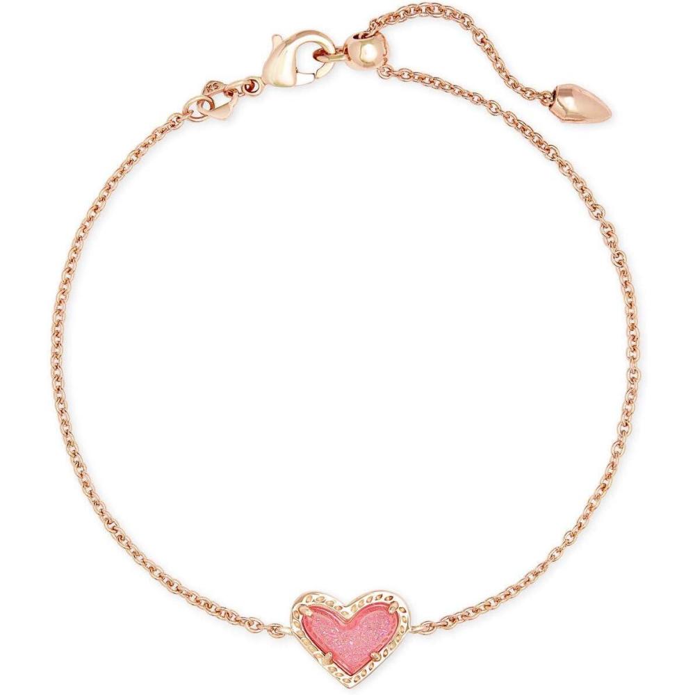 image:imageKendra Scott Ari Heart Link Chain Bracelet for Women Fashion JewelryROSE GOLD  PINK DRUSY