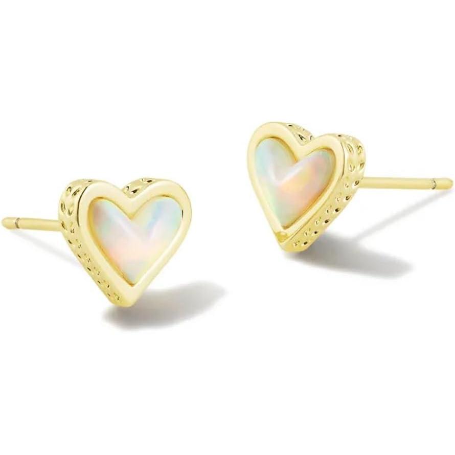 image:imageKendra Scott Ari Heart Stud Earrings for Women Fashion JewelryGOLD WHITE OPALESCENT RESIN