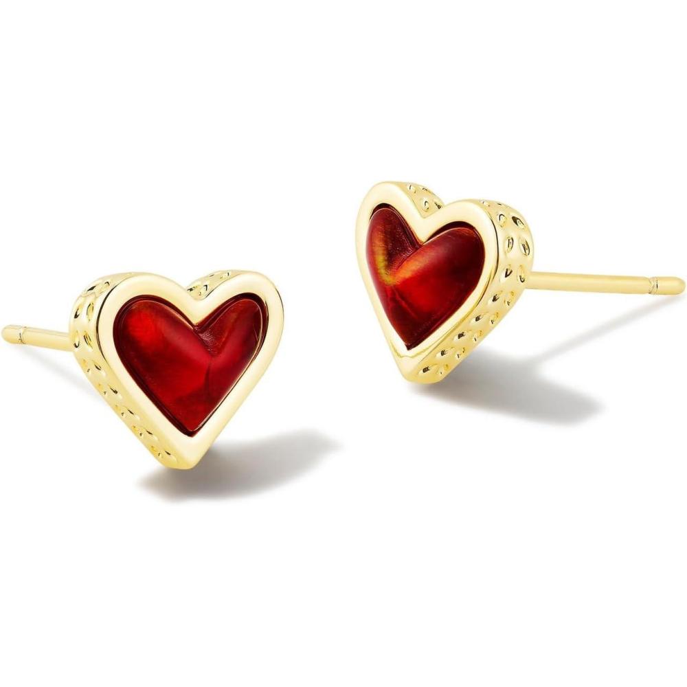 image:imageKendra Scott Ari Heart Stud Earrings for Women Fashion JewelryGold Red Opalescent Resin