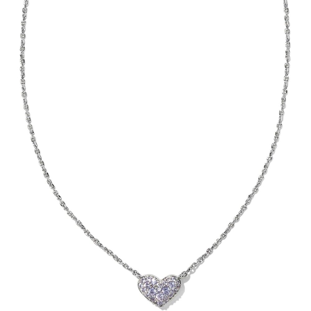 image:imageKendra Scott Ari Pave Crystal Heart Necklace Fashion Jewelry For WomenRHODIUM  SAPPHIRE LAVENDER BLUE