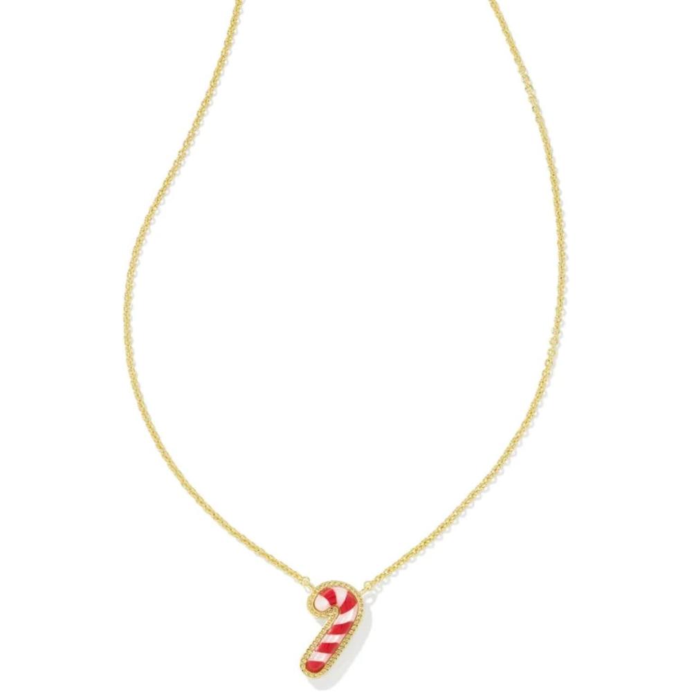image:imageKendra Scott Candy Cane Pendant Necklace 14k Gold Plated Brass Fashion Jewelry for Women