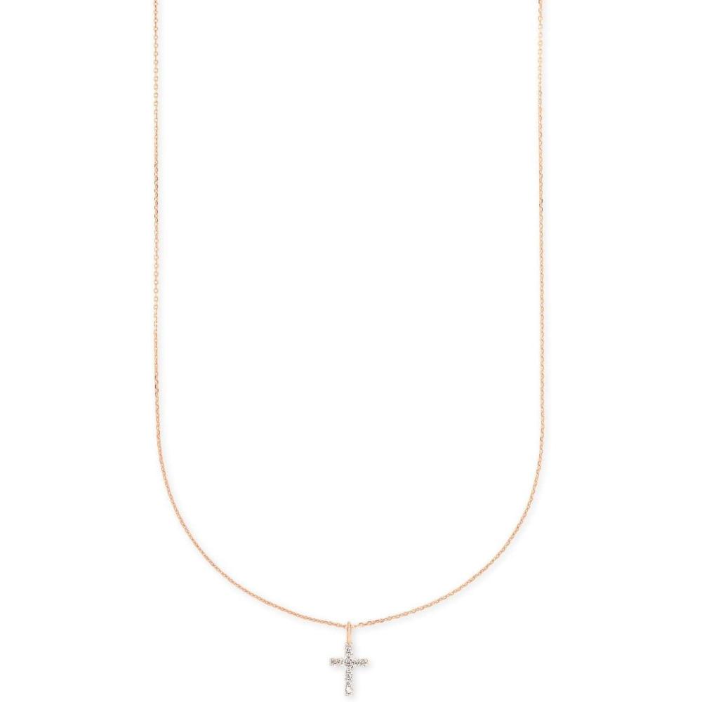 image:imageKendra Scott Cross Necklace in 14k Rose Gold Fine Jewelry for Women White Diamond