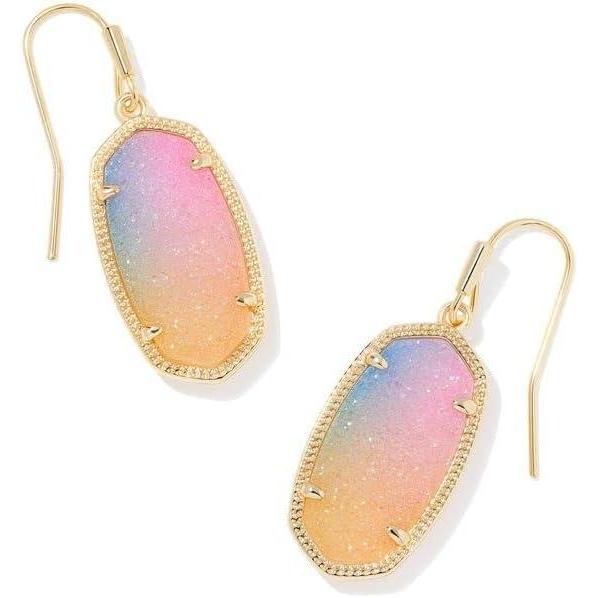 image:imageKendra Scott Dani Drop Earrings for Women Fashion JewelryGOLD PINK WATERCOLOR DRUSY