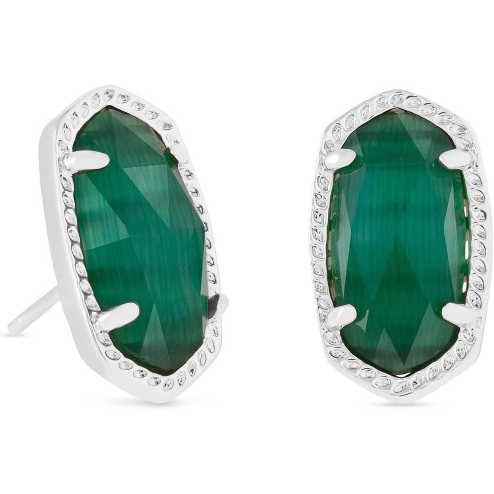 image:imageKendra Scott Ellie Stud Earrings for Women Fashion JewelryRHODIUM EMERALD CATS EYE