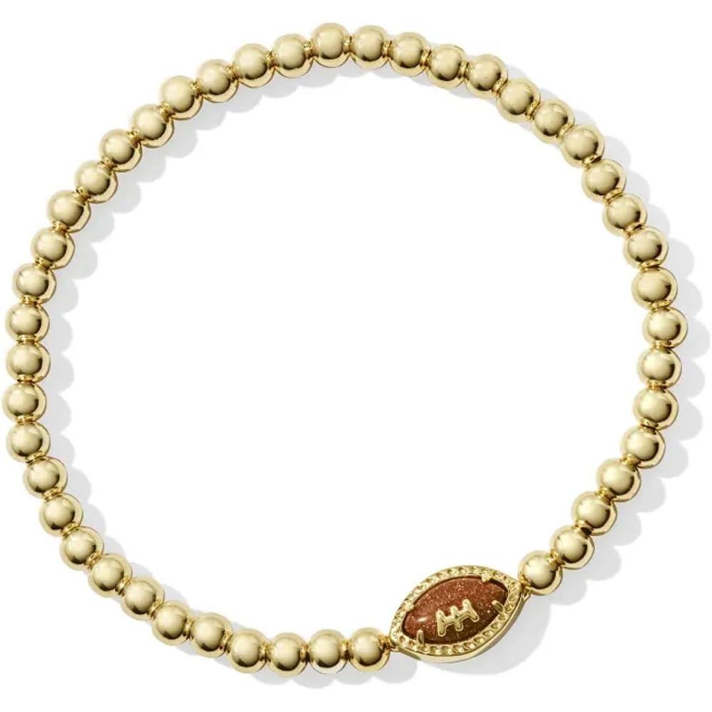 image:imageKendra Scott Football Stretch Bracelet 14k Gold Plated Brass Goldstone Fashion Jewelry for Women