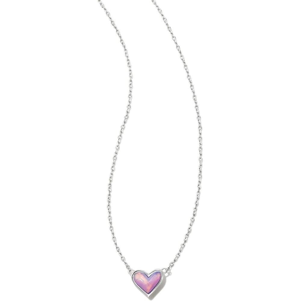 image:imageKendra Scott Framed Ari Heart Pendant Necklace Fashion Jewelry for WomenRHODIUM  LILAC OPALESCENT RESIN