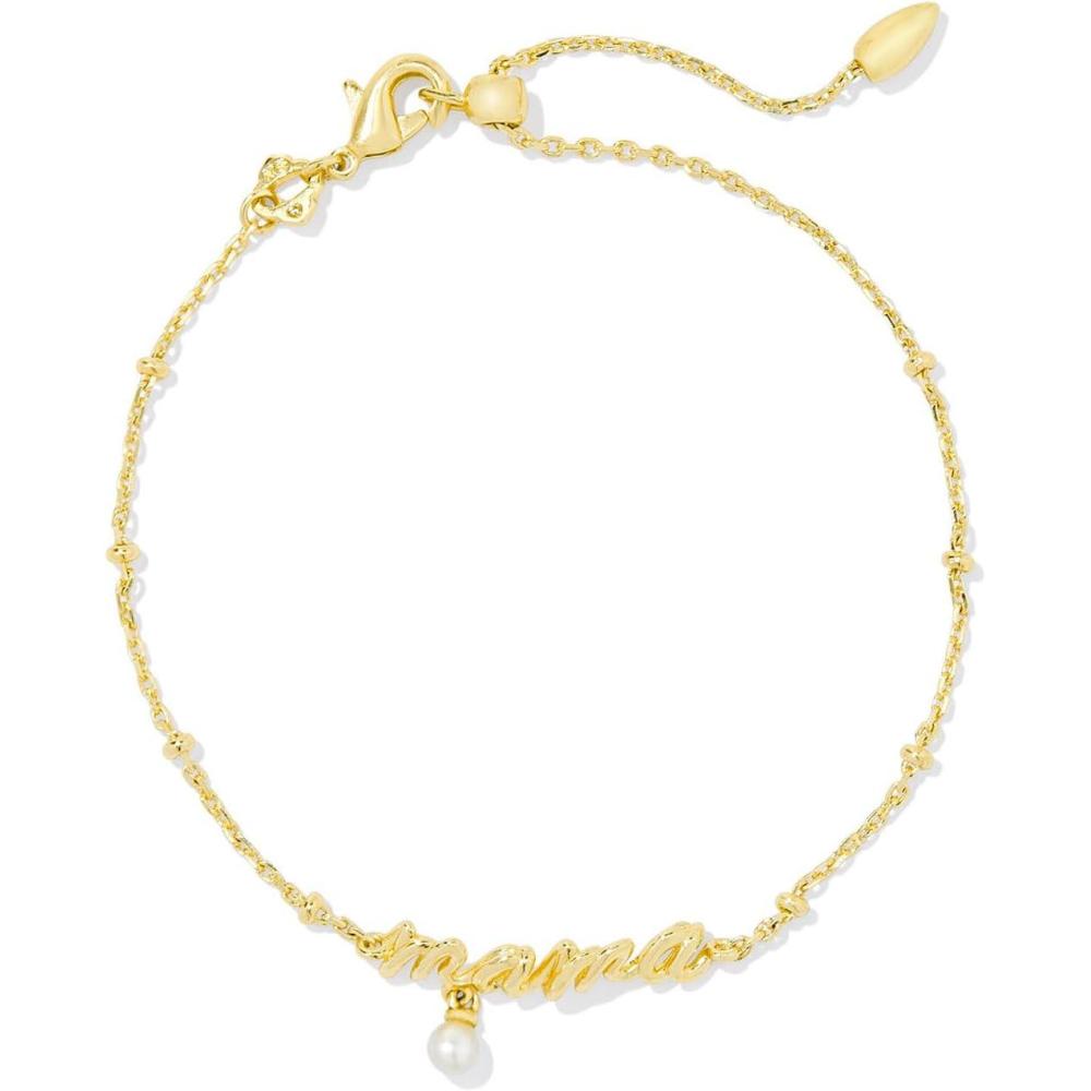 image:imageKendra Scott Mama Script Delicate Chain Bracelet in White Pearl Fashion Jewelry for WomenGOLD  WHITE PEARL