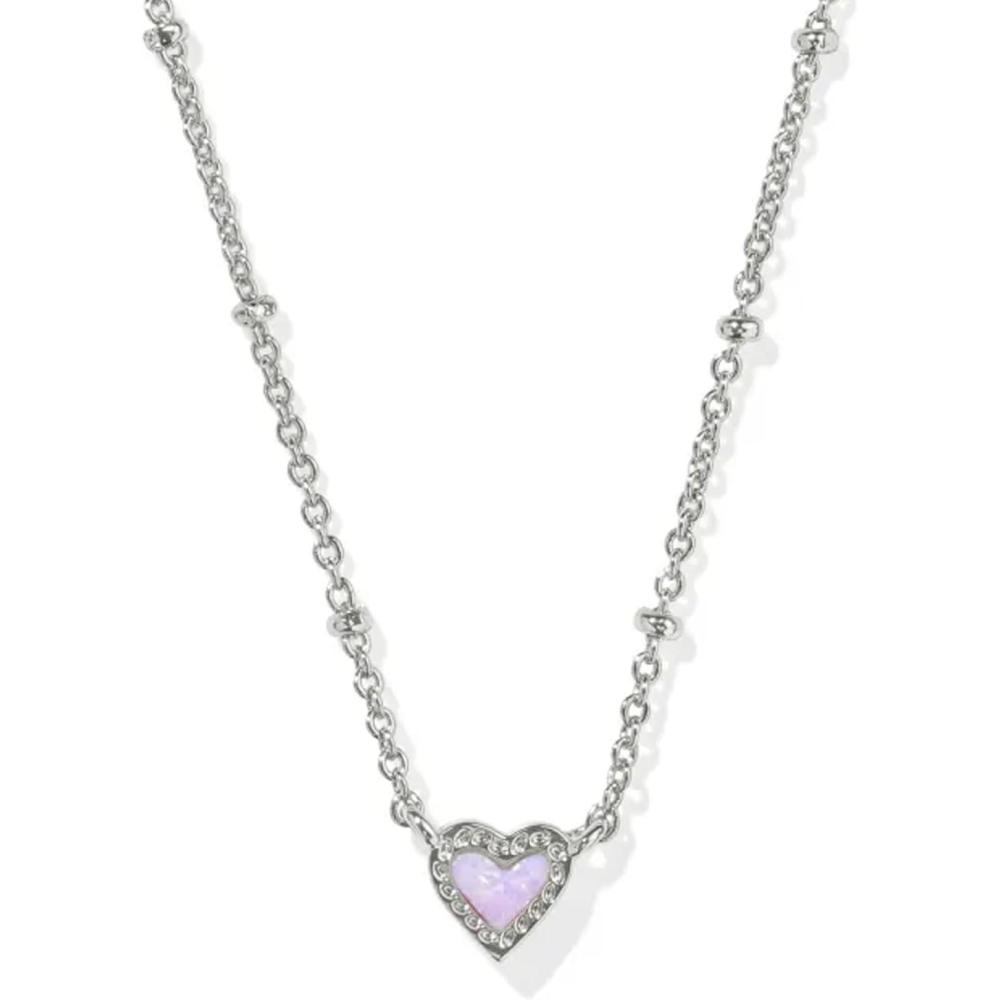 image:imageKendra Scott Mini Ari Heart Satellite Necklace Fashion Jewelry for WomenRHODIUM BUBBLEGUM PINK OPAL