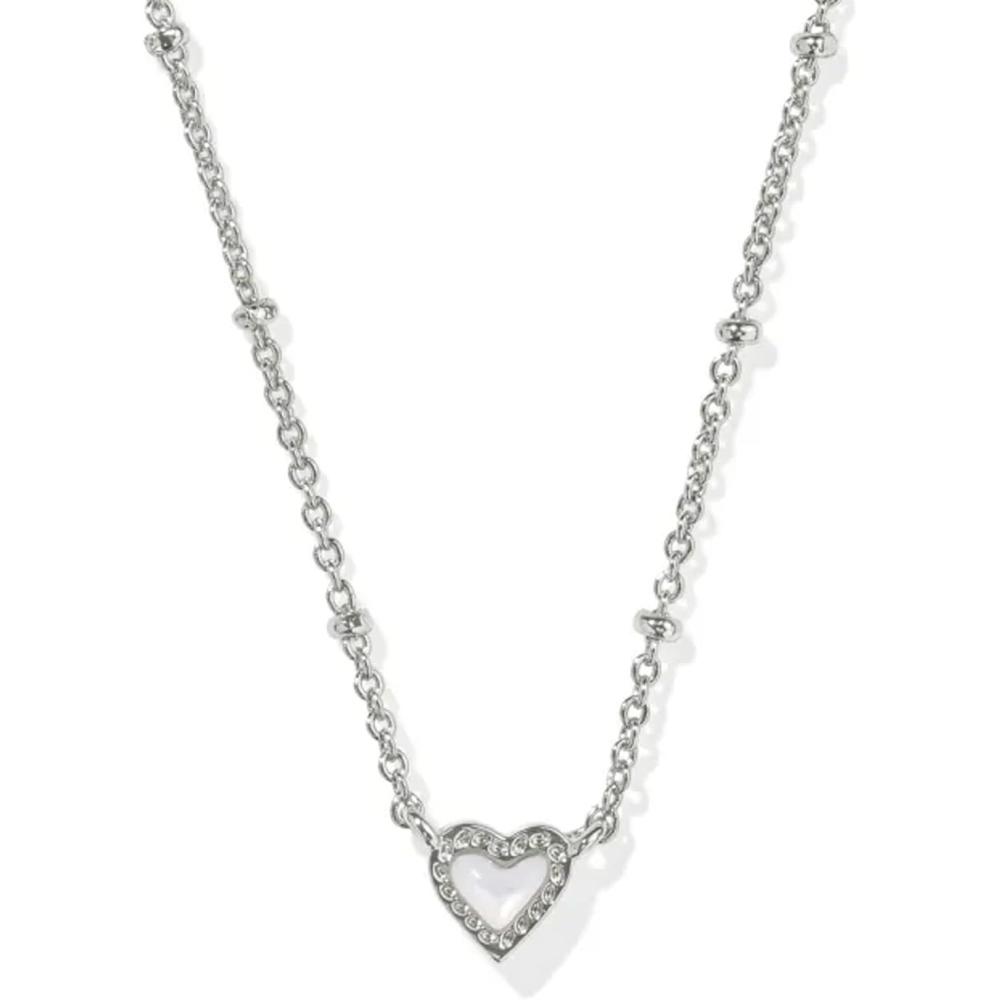 image:imageKendra Scott Mini Ari Heart Satellite Necklace Fashion Jewelry for WomenRHODIUM  IVORY MOTHER OF PEARL