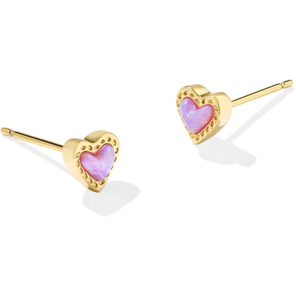 image:imageKendra Scott Mini Ari Heart Stud Earring Fashion Jewelry for WomenGOLD BUBBLEGUM PINK OPAL