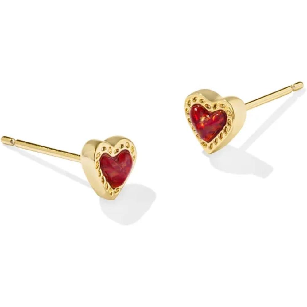 image:imageKendra Scott Mini Ari Heart Stud Earring Fashion Jewelry for WomenGOLD RED KYOCERA OPAL