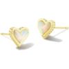 Kendra Scott Ari Heart Stud Earrings for Women, Fashion Jewelry(GOLD – WHITE OPALESCENT RESIN)