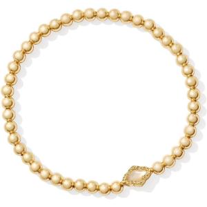 Kendra Scott Abbie Beaded Stretch Brass Bracelet, Fashion Jewelry for Women(GOLD – NATURAL MOTHER OF PEARL)