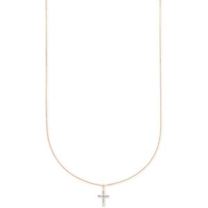 Kendra Scott Cross Necklace in 14k Rose Gold, Fine Jewelry for Women, White Diamond