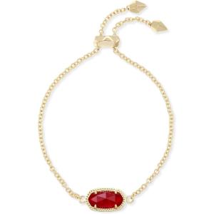 Kendra Scott Elaina Adjustable Chain Bracelet for Women, Fashion Jewelry, Gold-Plated(GOLD – RUBY RED CLEAR GLASS)