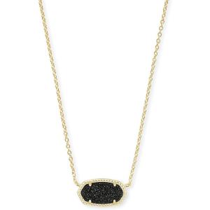 Kendra Scott Elisa Pendant Necklace for Women, Fashion Jewelry, 14k Gold-Plated(GOLD – BLACK DRUSY)